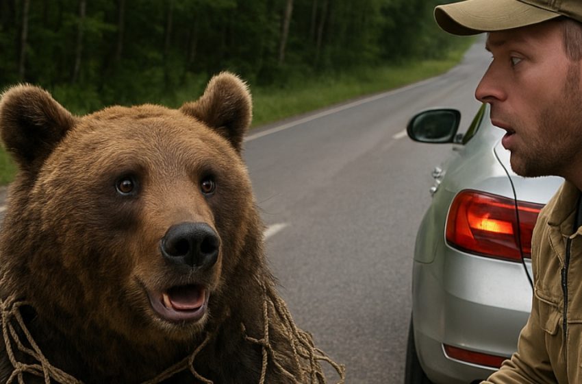  На пътя забелязах мечка, която беше заплетена в мрежа и не можеше да се измъкне: спрях и й помогнах, но после се случи нещо неочаквано.