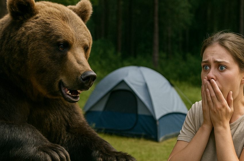  Една мечка стоеше до кофата за боклук и удряше капака с тежките си лапи: отворих кофата и замръзнах от ужас.