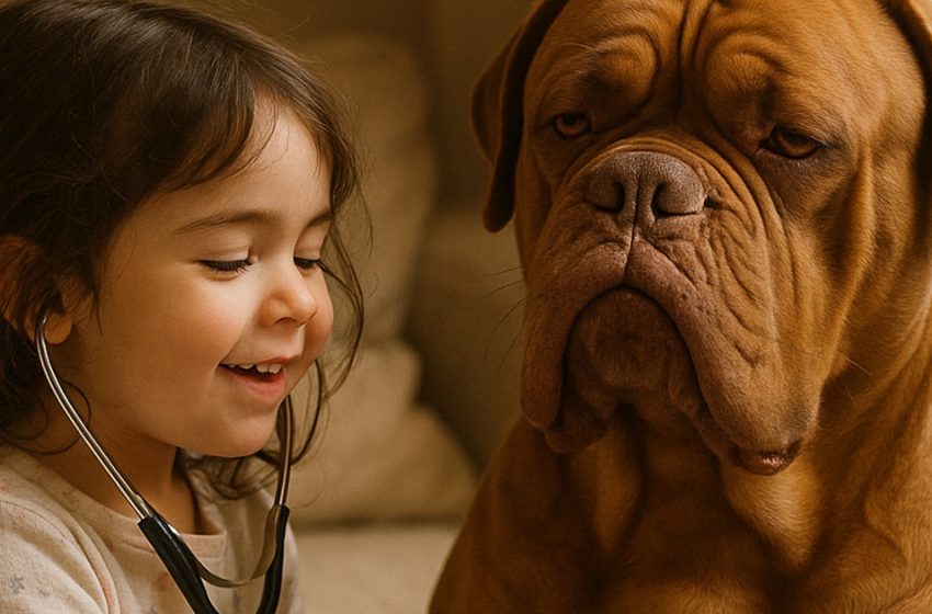 Ветеринарят не можеше да повярва на очите си: едно момиче успя да успокои голям датчанин само с любовта си.