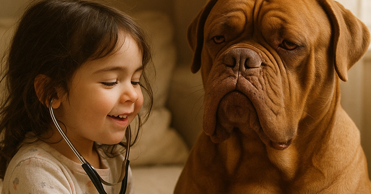 Ветеринарят не можеше да повярва на очите си: едно момиче успя да успокои голям датчанин само с любовта си.